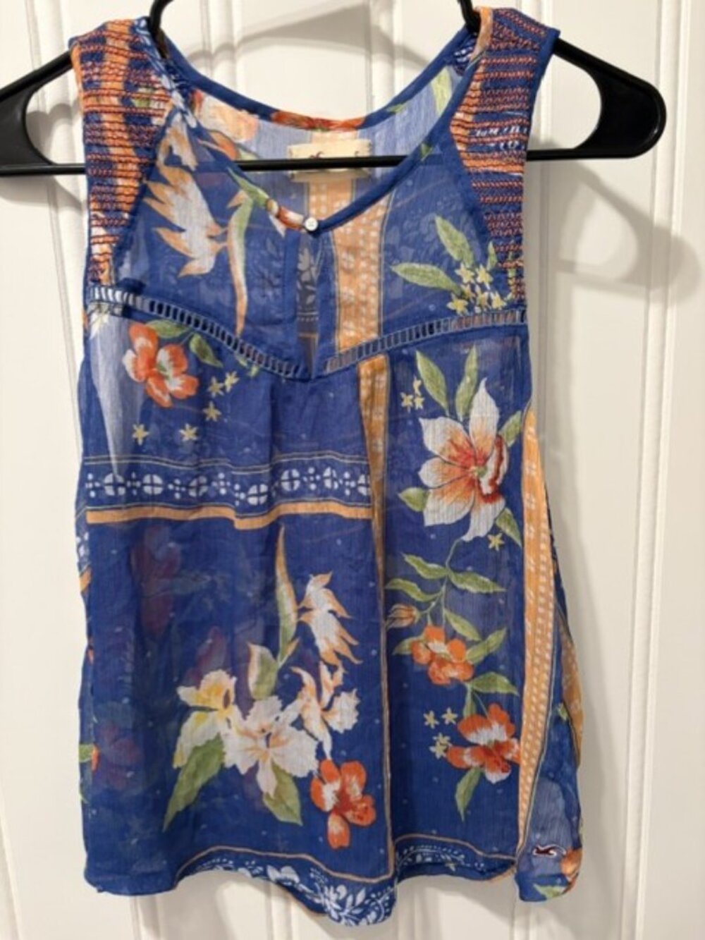 Hollister Hawaiian Floral Sheer Tank Top Size Small